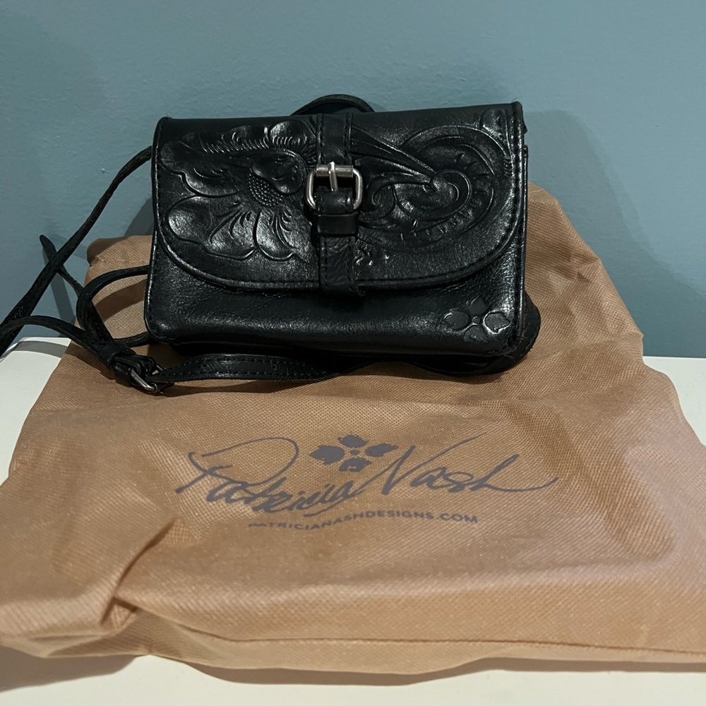 Patricia Nash Embossed Black Crossbody Bag with dust bag